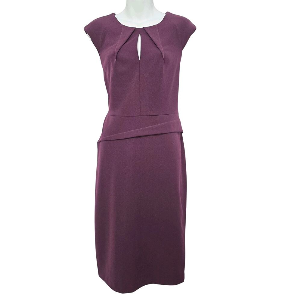 NWT Calvin Klein Dress Women’s 12‎ Purple Sheath Sleeveless Round Keyhole Neck